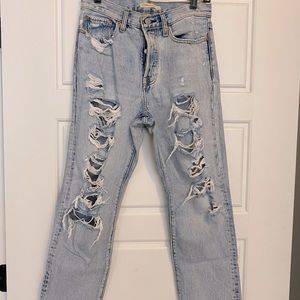 Levi’s Wedgie Straight Leg Distressed Denim